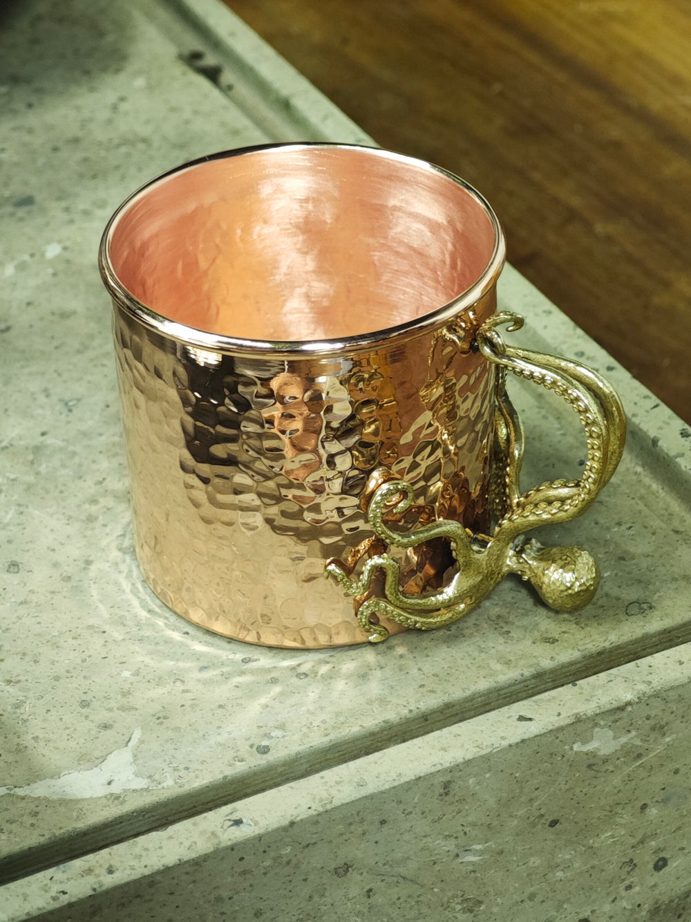 Springmetals Octopus Handle Hammered Copper Mug