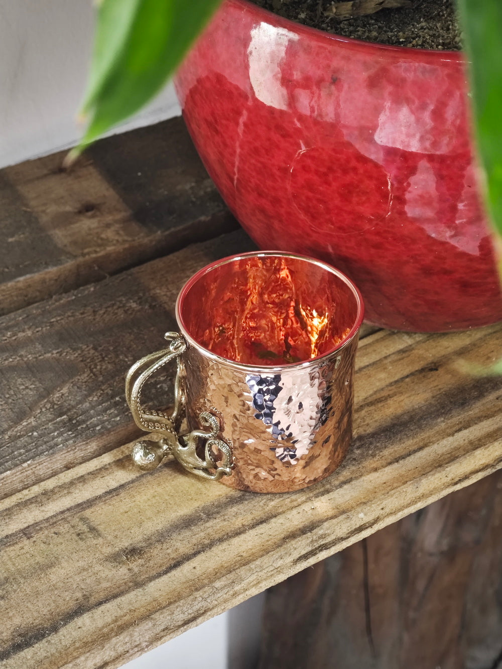 Springmetals Octopus Handle Hammered Copper Mug