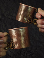 Octopus Coffee Copper Cup – Handmade Hammered Turkish Coffee Mugs Set of 2, Heavy Duty Vintage Copper Cups for Hot or Iced Beverages (12 oz)
