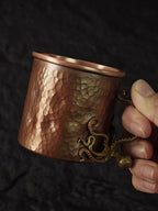 Octopus Coffee Copper Cup – Handmade Hammered Turkish Coffee Mugs Set of 2, Heavy Duty Vintage Copper Cups for Hot or Iced Beverages (12 oz)