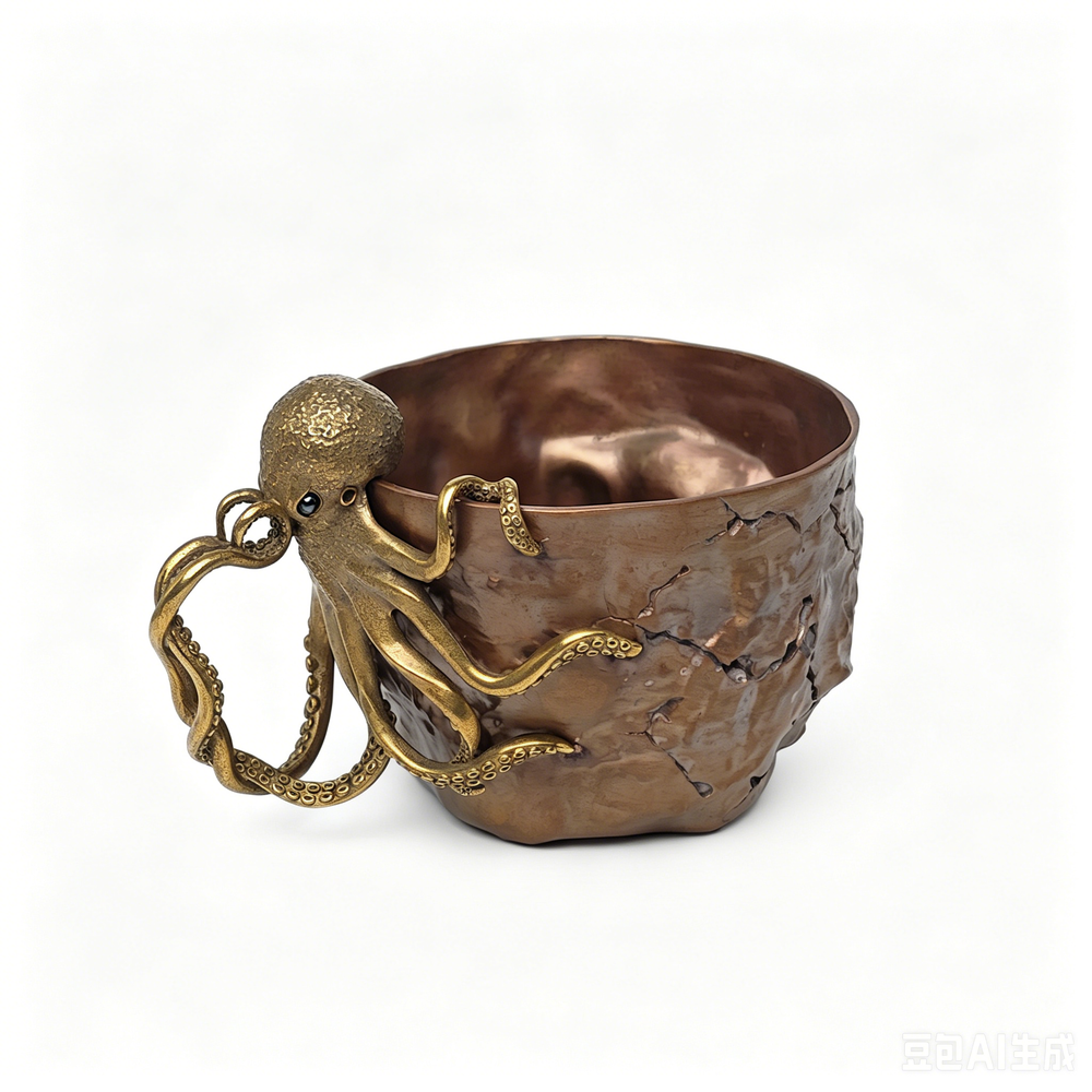 SpringMetals Hand-Hammered Octopus Cold Drink Cup